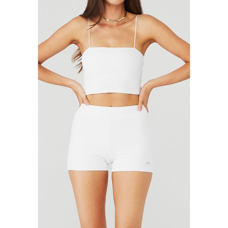 alo Goddess Ribbed Bandeau Top White (M) (M)