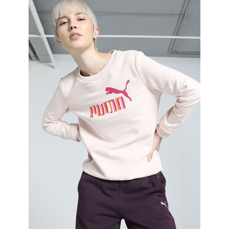 Puma Graphics Womens Pink Crew Sweatshirt (S)