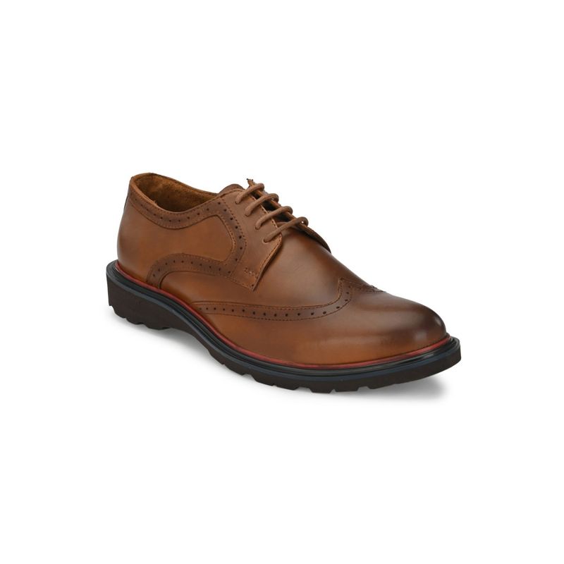 Delize Mens Tan Solid Brogue Shoes (UK 10)