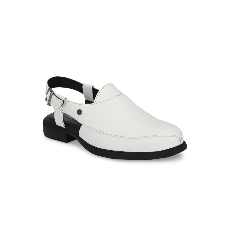 Delize Mens White Solid Roman Casual Sandals (UK 6)