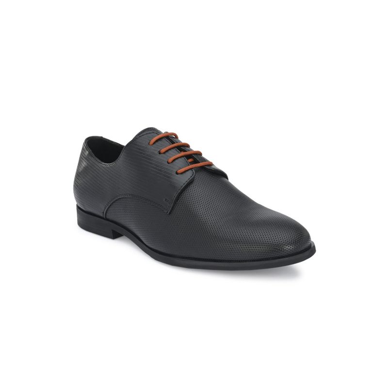 Delize Mens Black Textured Formal Shoes (UK 8)