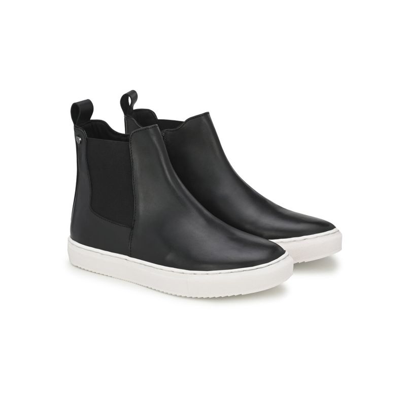 Delize Mens Black White Solid Chelsea Boots (UK 11)