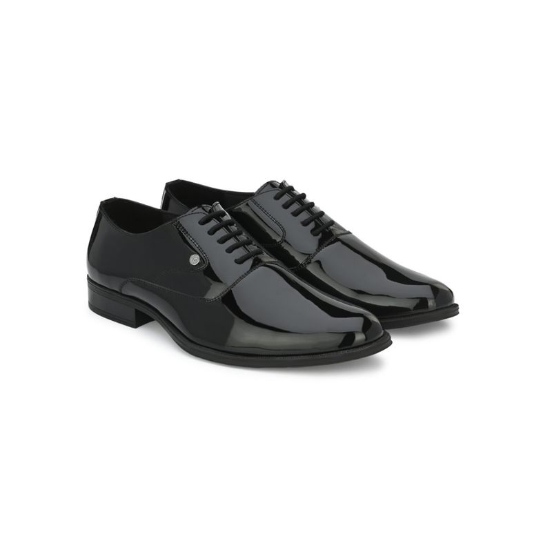 Delize Mens Black Solid Derby Shoes (UK 6)