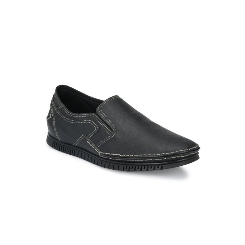 Delize Mens Black Solid Slip On Shoes (UK 10)