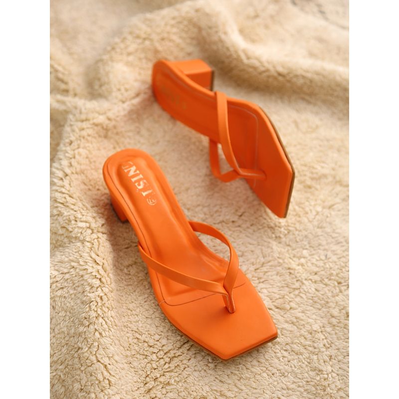 GNIST Plain Orange V shape Block Heel (EURO 40)