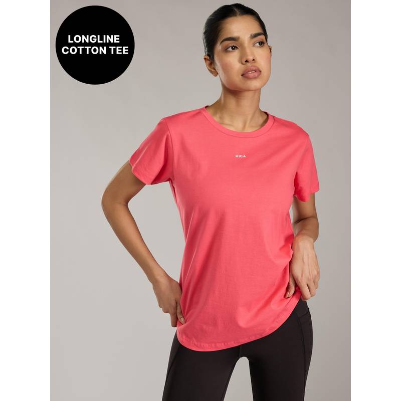 Kica Cotton Regular Fit Top with Flattering Hip Coverage KIC057-HOT PINK (2XL)