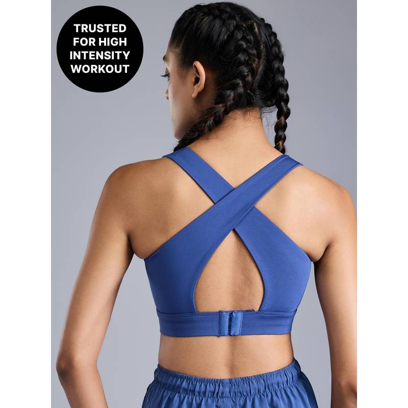 Crostini™ Full Coverage Sports Bra-High-Impact Support & Quick-Dry KICASKN™ Fabric KIC101-Blue (S)