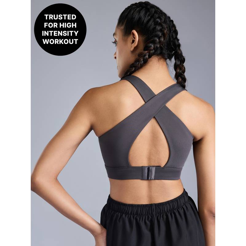 Crostini™ Full Coverage Sports Bra-High-Impact Support & Quick-Dry KICASKN™ Fabric KIC101-GREY (S)