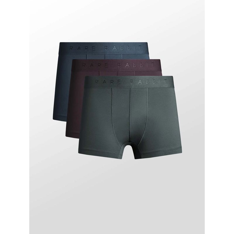 Rare Rabbit Men Multi-Color Solid Trunks (Pack of 3) (M)