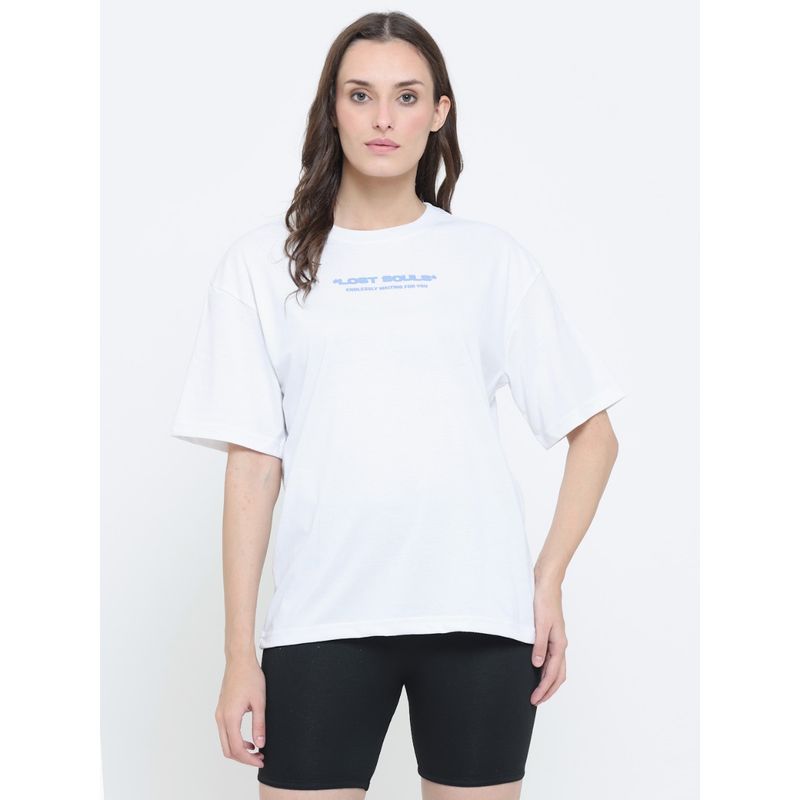 EVERDION White Drop Shoulder Oversized Lost Soul T-shirt (XL)