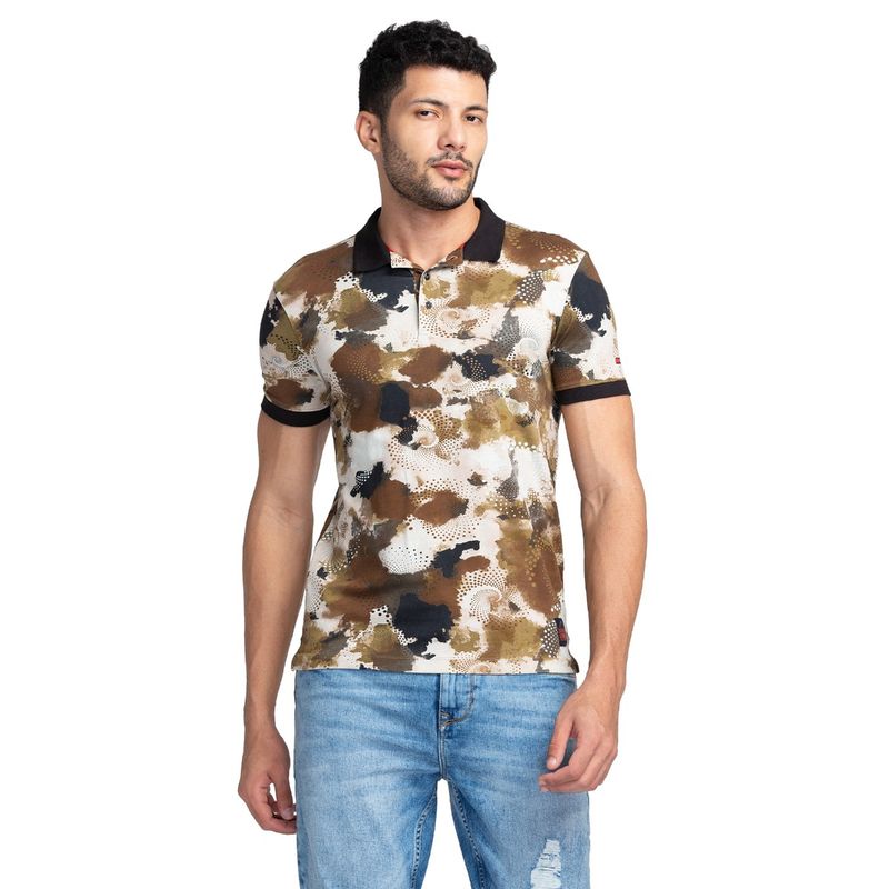 Being Human Men Short Sleeve Regular Fit Polo T-Shirt Brown (S)