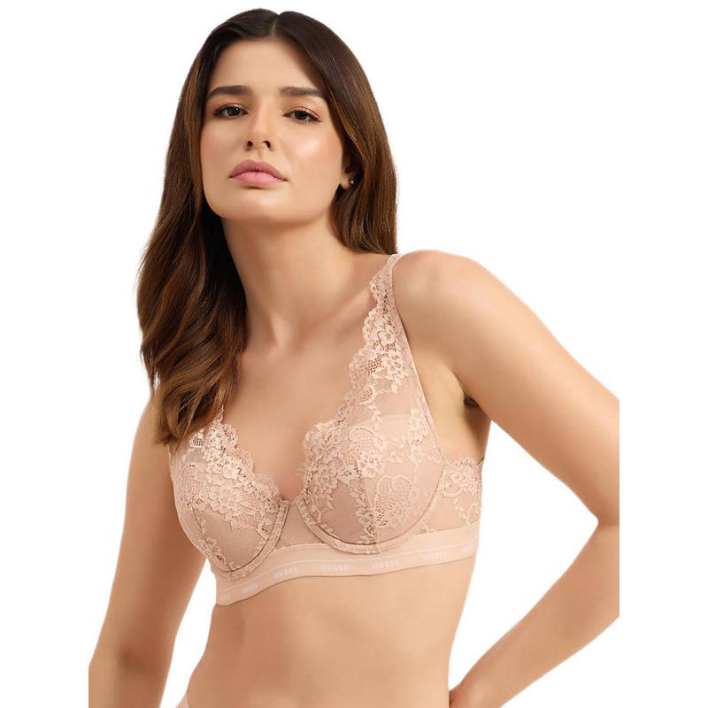 Guess Beige Self Design Regular Fit Bra (34B)