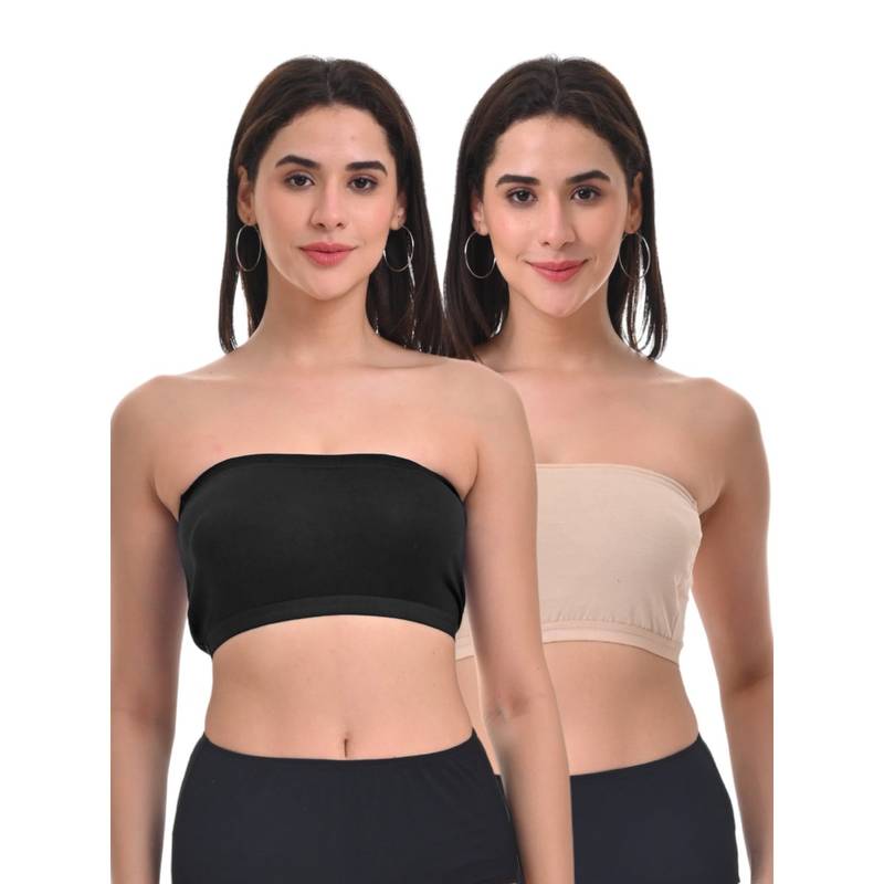 Adira Women Multi-Color Cotton Solid Bras (Pack of 2) (2XS)