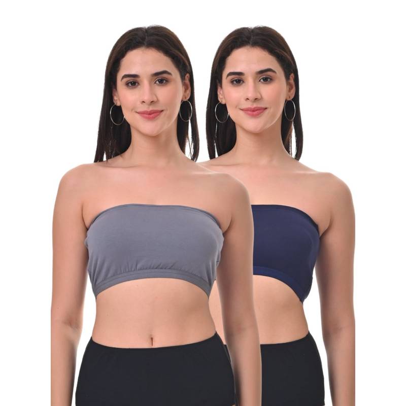 Adira Women Multi-Color Cotton Solid Bras (Pack of 2) (2XS)