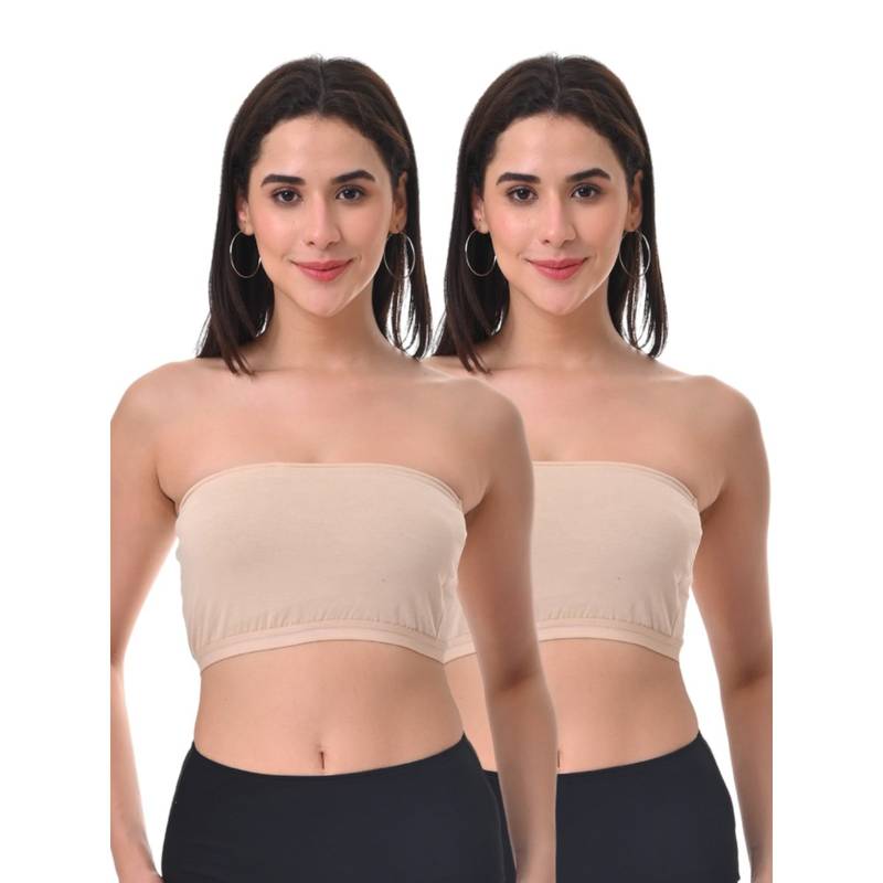 Adira Women Beige Cotton Solid Bras (Pack of 2) (2XS)