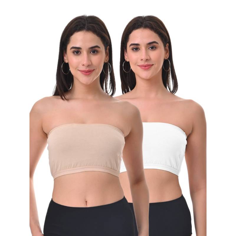 Adira Women Multi-Color Cotton Solid Bras (Pack of 2) (L)