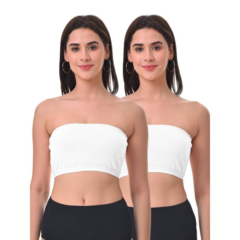 Adira Women White Cotton Solid Bras (Pack of 2) (L)