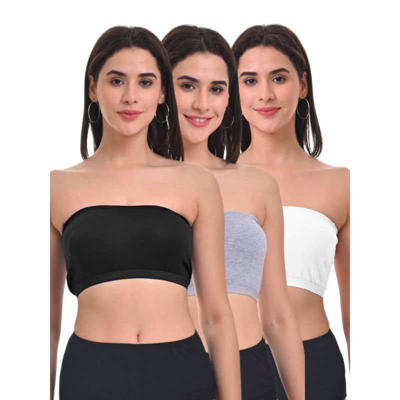 Adira Women Multi-Color Cotton Solid Bras (Pack of 3) (2XS)