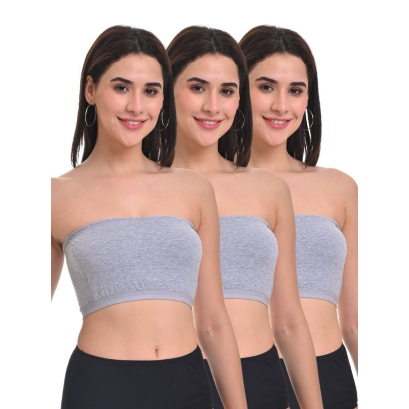Adira Women Grey Cotton Solid Bras (Pack of 3) (2XS)