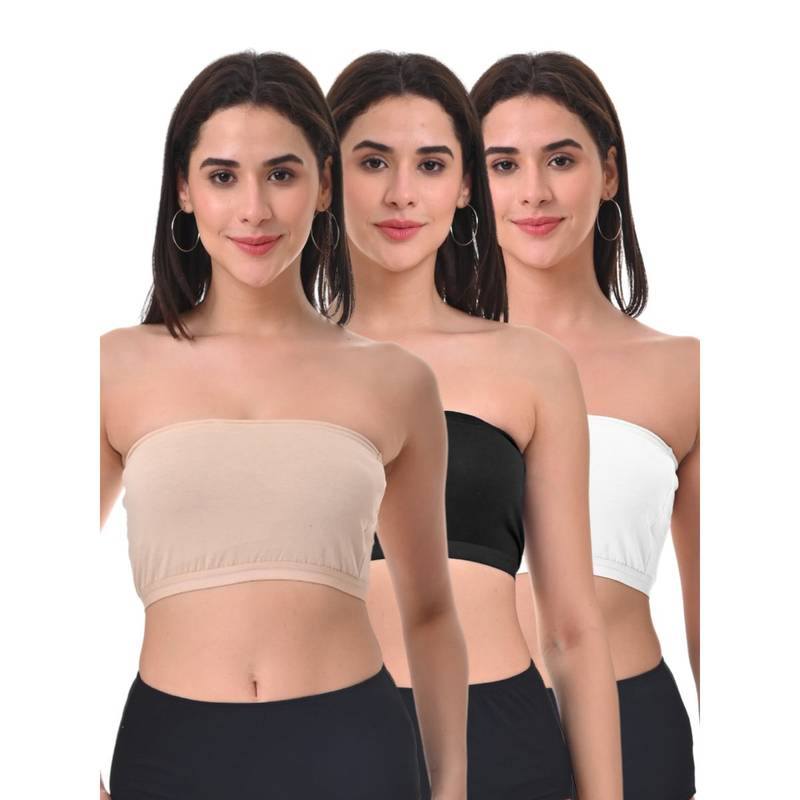 Adira Women Multi-Color Cotton Solid Bras (Pack of 3) (2XS)
