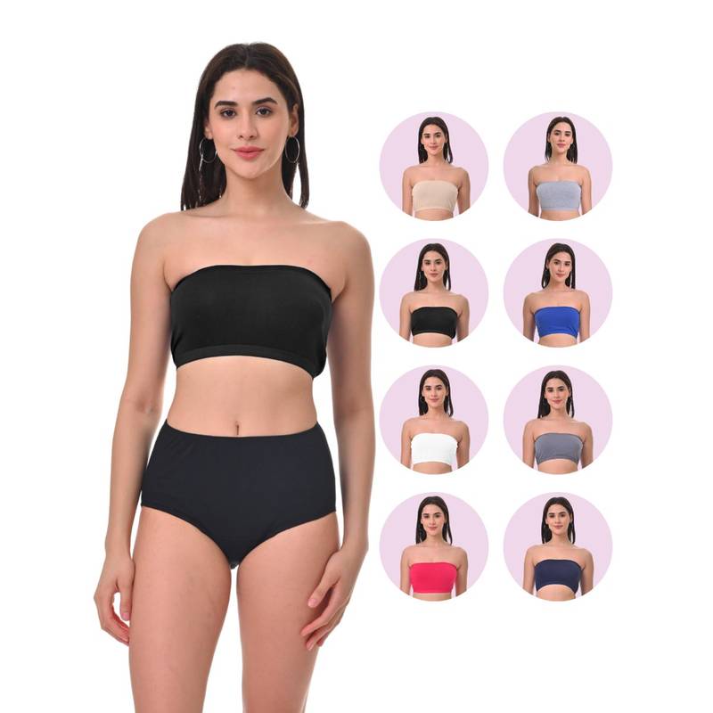 Adira Women Multi-Color Cotton Solid Bras (Pack of 8) (2XS)