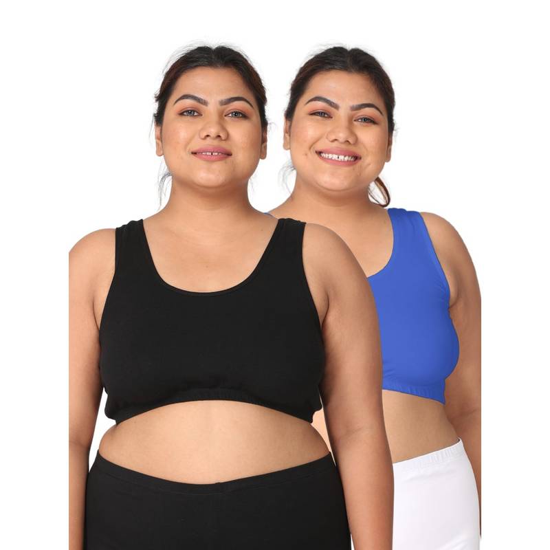 Adira Women Multi-Color Cotton Solid Bras (Pack of 2) (3XL)