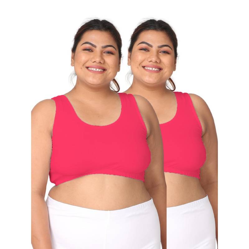 Adira Women Pink Cotton Solid Bras (Pack of 2) (4XL)