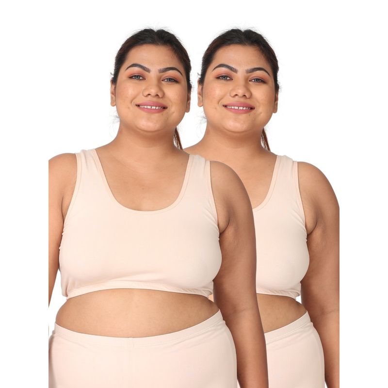 Adira Women Beige Cotton Solid Bras (Pack of 2) (5XL)