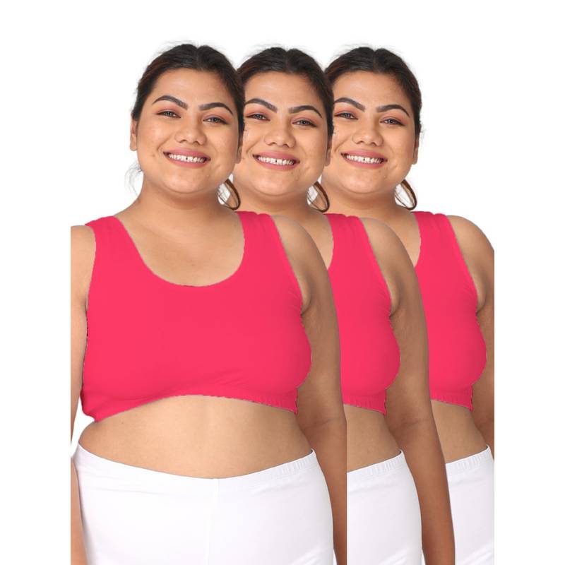 Adira Women Red Cotton Solid Bras (Pack of 3) (3XL)