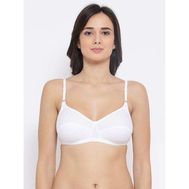 Clovia Cotton Rich Solid Non-Padded Full Cup Wire Free Everyday Bra - White (32D)