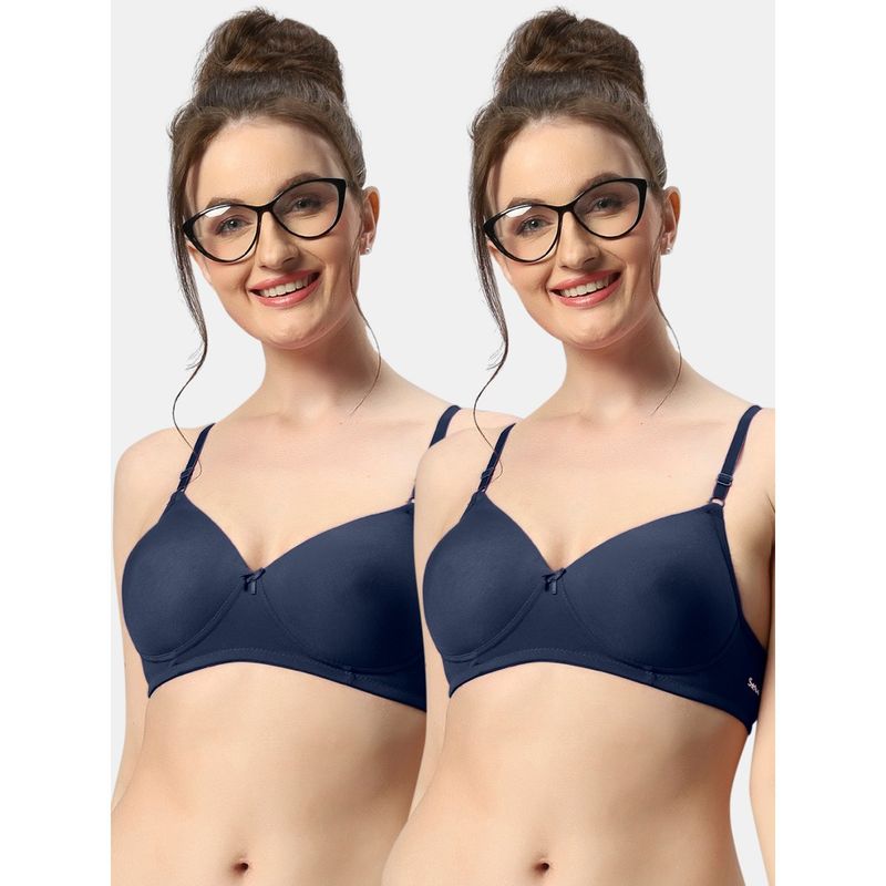 Sonari 007 Womens Lightly Padded Seamless Soft Cup Wireless T-Shirt Bras (Pack of 2) (32B)