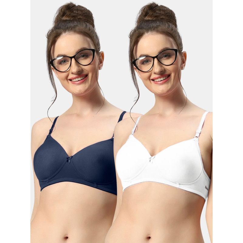 Sonari 007 Womens Lightly Padded Seamless Soft Cup Wireless T-Shirt Bras (Pack of 2) (32B)