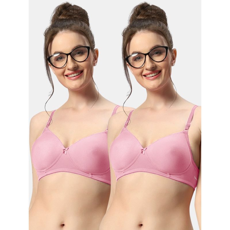 Sonari 007 Womens Lightly Padded Seamless Soft Cup Wireless T-Shirt Bras (Pack of 2) (30B)