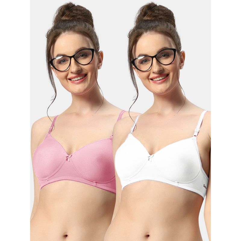 Sonari 007 Womens Lightly Padded Seamless Soft Cup Wireless T-Shirt Bras (Pack of 2) (32B)