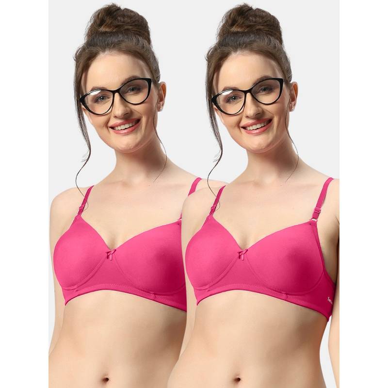 Sonari 007 Womens Lightly Padded Seamless Soft Cup Wireless T-Shirt Bras (Pack of 2) (30B)