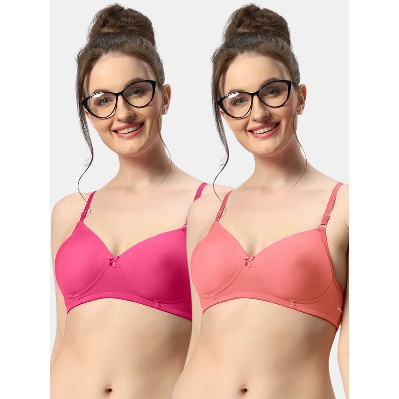 Sonari 007 Womens Lightly Padded Seamless Soft Cup Wireless T-Shirt Bras (Pack of 2) (30B)