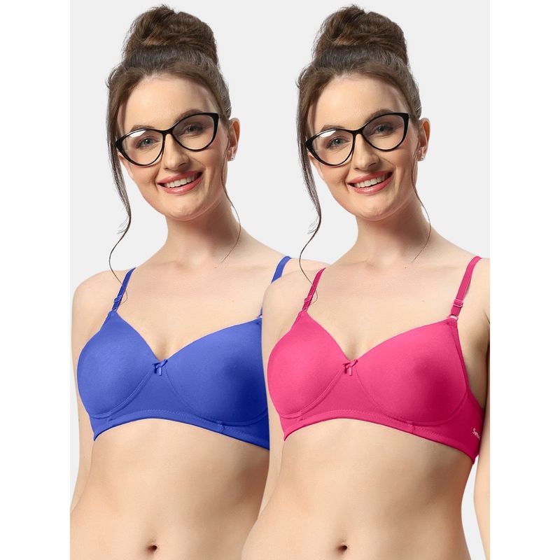 Sonari 007 Womens Lightly Padded Seamless Soft Cup Wireless T-Shirt Bras (Pack of 2) (30B)
