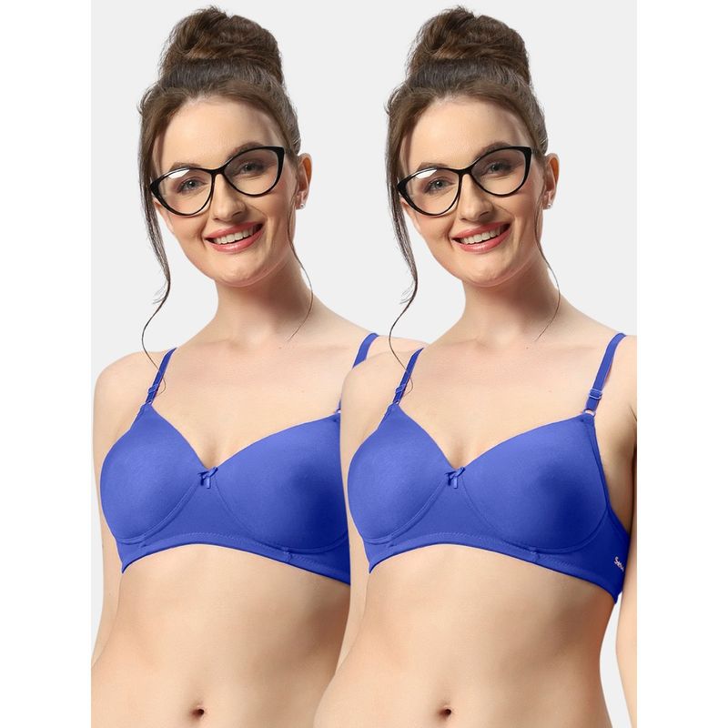 Sonari 007 Womens Lightly Padded Seamless Soft Cup Wireless T-Shirt Bras (Pack of 2) (30B)