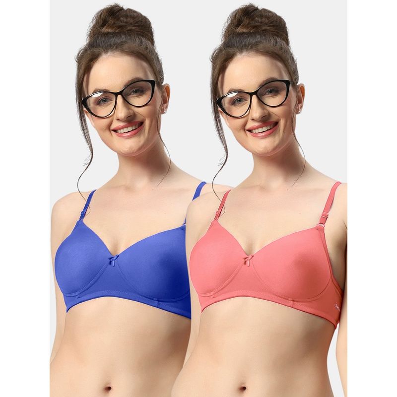 Sonari 007 Womens Lightly Padded Seamless Soft Cup Wireless T-Shirt Bras (Pack of 2) (32B)