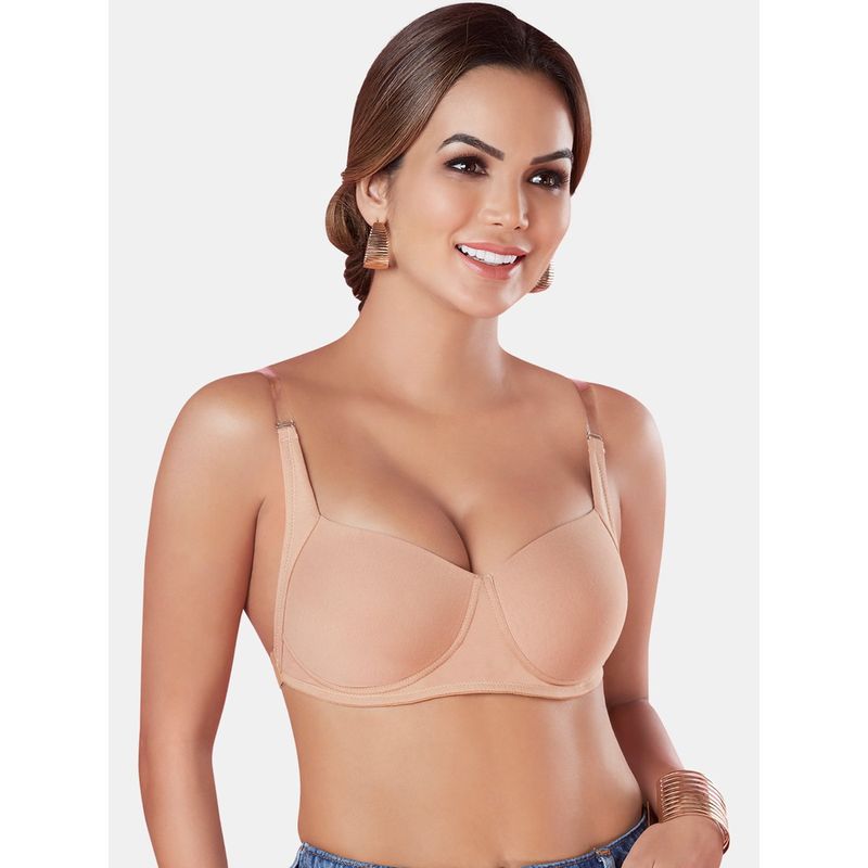 Sonari Backeye For Womens Backless T-Shirt Bra with Transparent Straps & Band (34C)