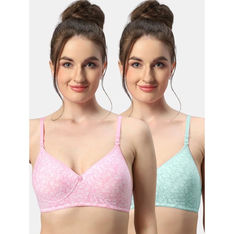 Sonari Melody Womens Lightly Padded Seamless Soft Cup Wireless T-Shirt Bras (Pack of 2) (34C)