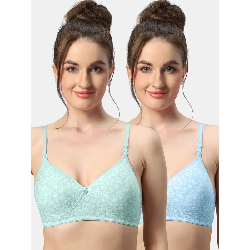 Sonari Melody Womens Lightly Padded Seamless Soft Cup Wireless T-Shirt Bras (Pack of 2) (36C)