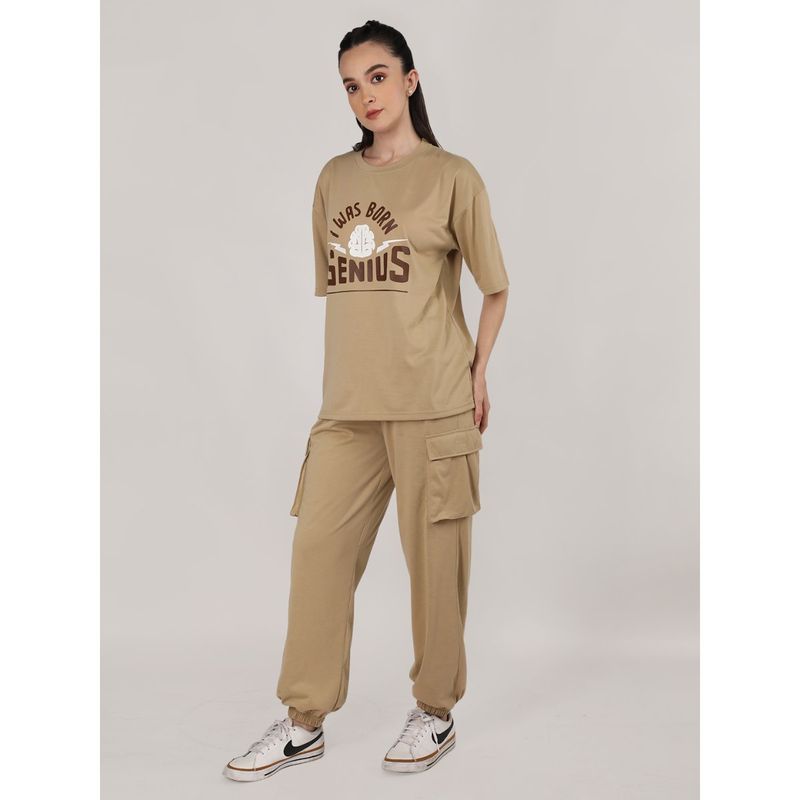 Buy CHKOKKO Women Khaki Summer Co-Ord (Set of 2) Online