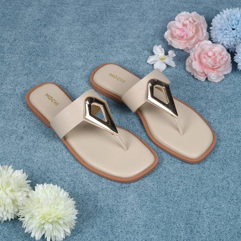 Mochi Women Elegant Off White Flats (EURO 36)