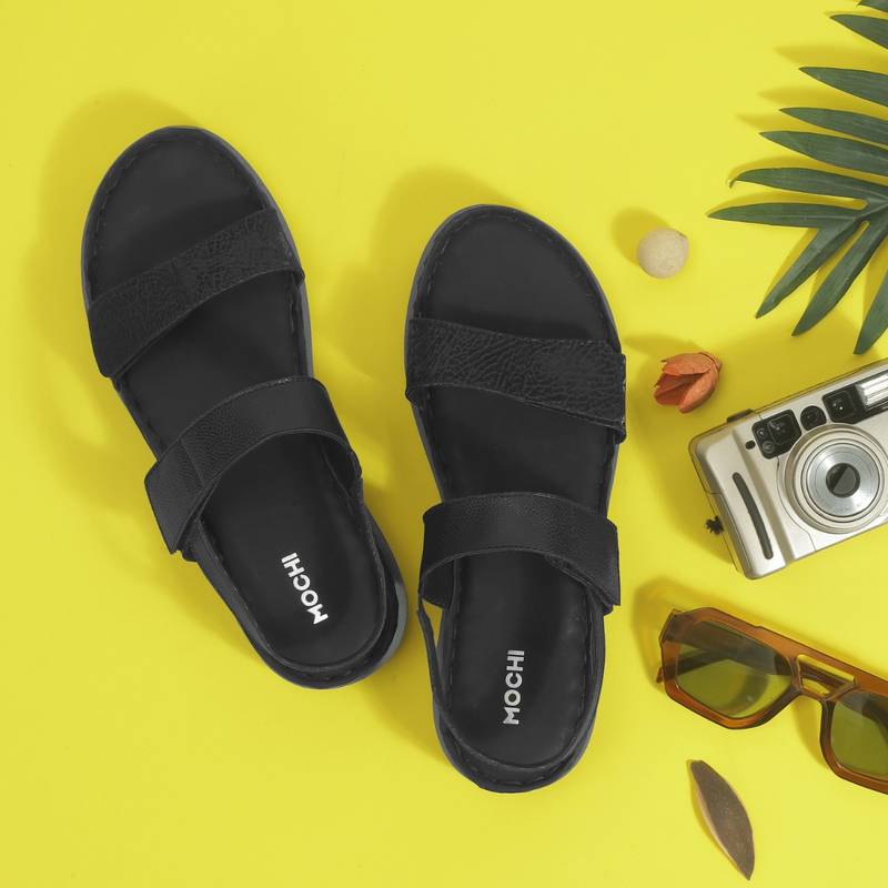 Mochi Women Elegant Black Sandals (EURO 38)