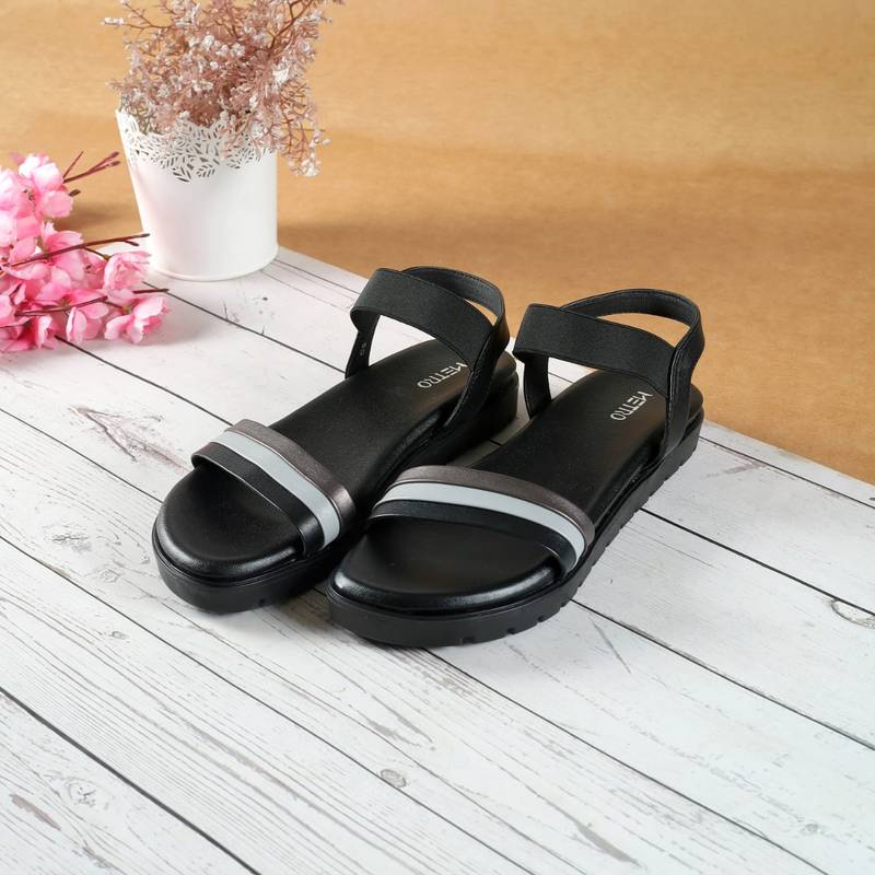 Metro Women Elegant Black Sandals (EURO 37)