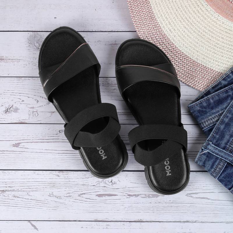 Mochi Women Elegant Black Sandals (EURO 36)