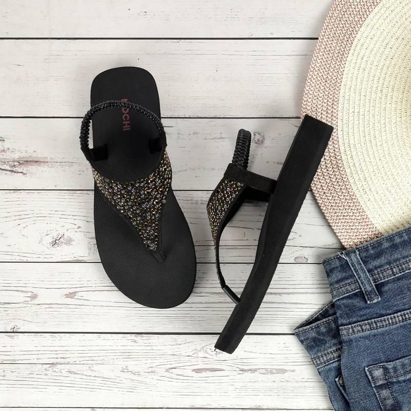 Mochi Women Elegant Black Sandals (EURO 36)