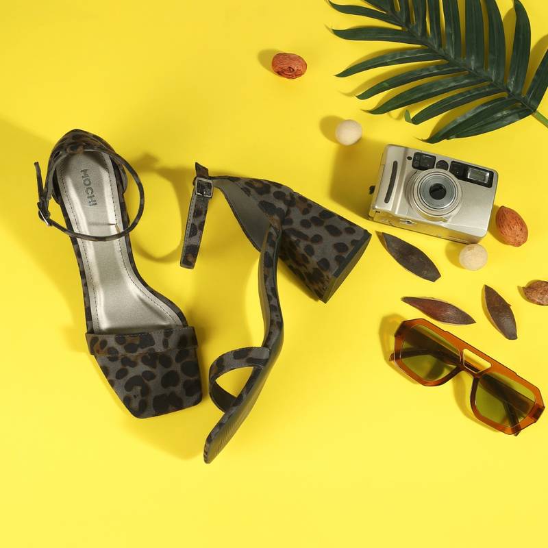Mochi Women Elegant Grey Sandal Heels (EURO 36)