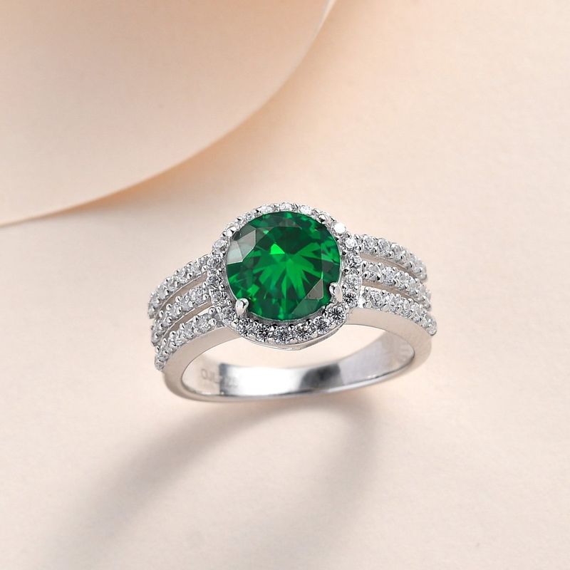 Ornate Jewels 925 Sterling Silver Green Emerald & American Diamonds Solitaire Ring For Women (13)